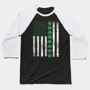 Vintage Irish American Flag St. Patrick's Day Shamrock Baseball T-Shirt